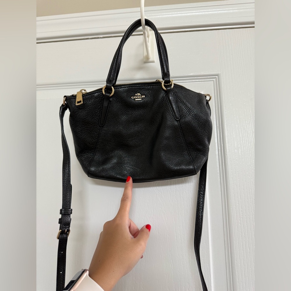 Coach Black Leather Shoulder Bag with Gold Hardware